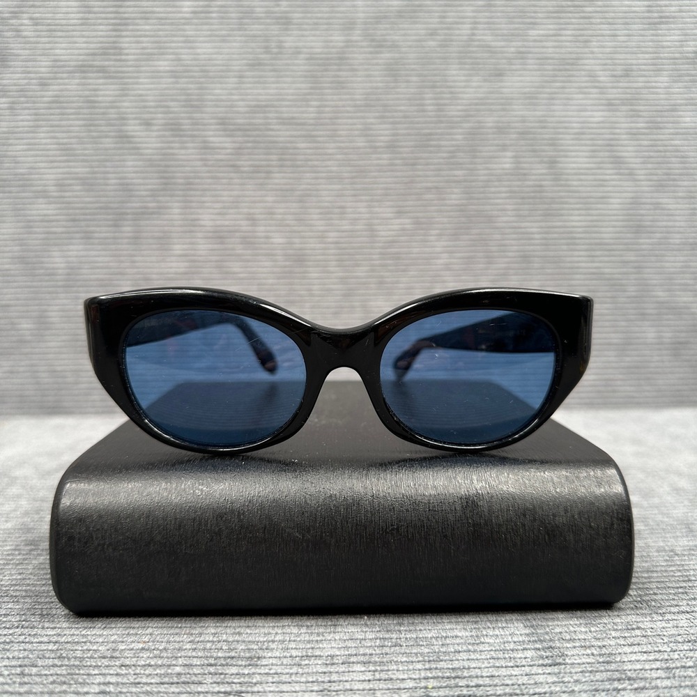 Cutler and Gross of London 0524 Black Cat Eye Sunglasses Blue Lens Handmade